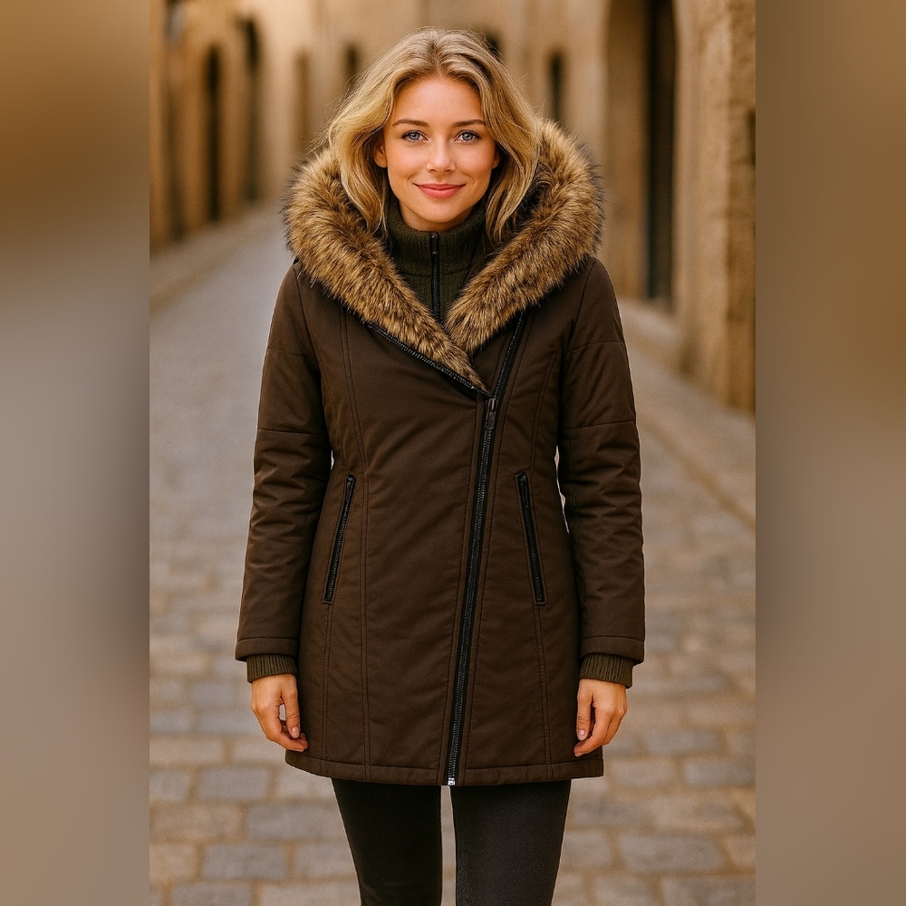 Atelier Noir by Rudsak brown down parka w/ faux-fur lined hood